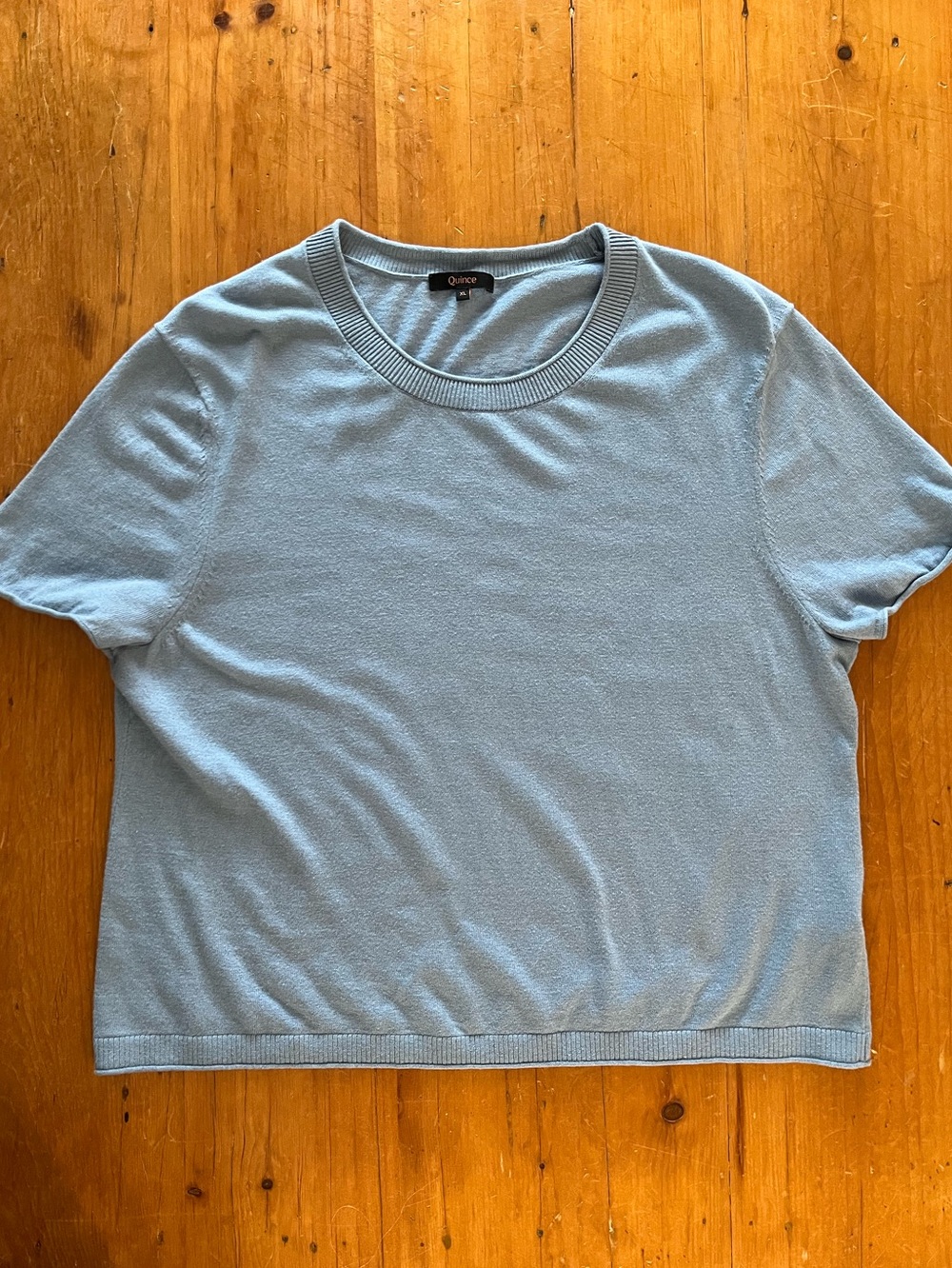 Quince Lightweight Organic Cotton Cashmere Relaxed Sweater Tee Blue XL Capsule